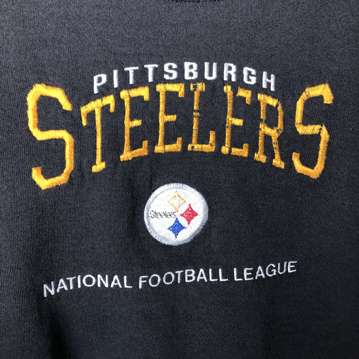 90'S Lee SPORT NFL Pittsburgh Steelers Logo Sweatshirt, Made in USA, Men's Size L (approx.), Vintage unclear black type Vintage Second Hand