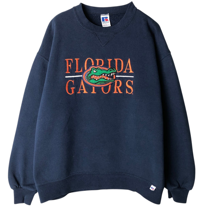90'S Russell Athletic College Character Sweatshirt, Made in USA, Men's Size L (Equivalent), Vintage cotton navy blue type Vintage Second Hand
