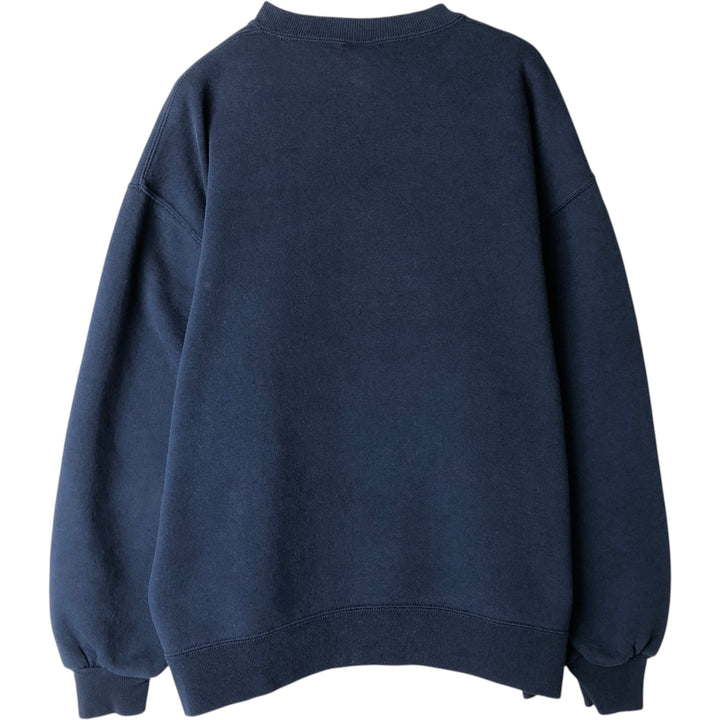 90'S Russell Athletic College Character Sweatshirt, Made in USA, Men's Size L (Equivalent), Vintage cotton navy blue type Vintage Second Hand
