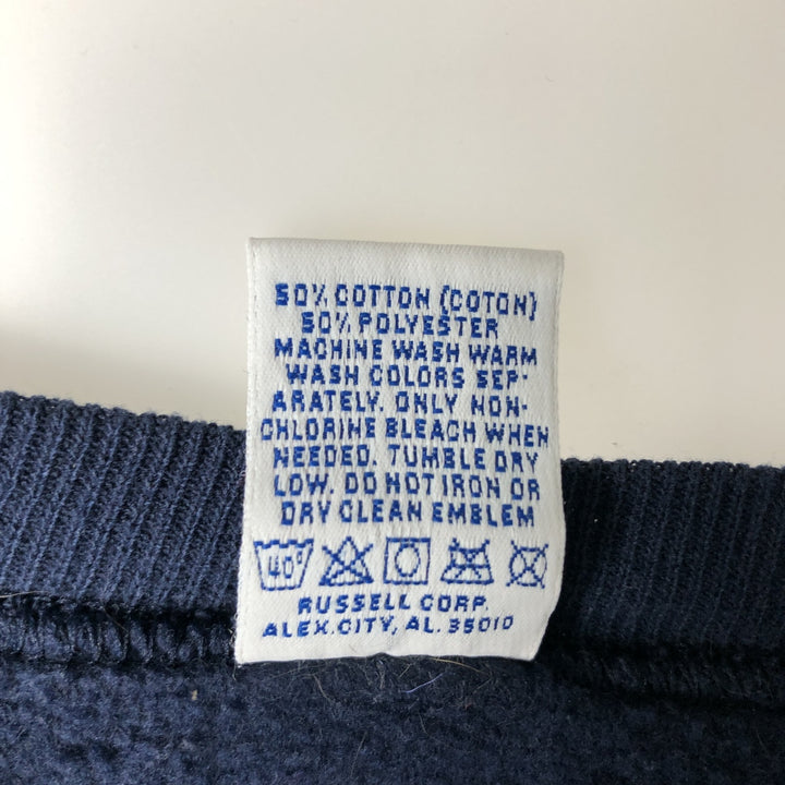 90'S Russell Athletic College Character Sweatshirt, Made in USA, Men's Size L (Equivalent), Vintage cotton navy blue type Vintage Second Hand