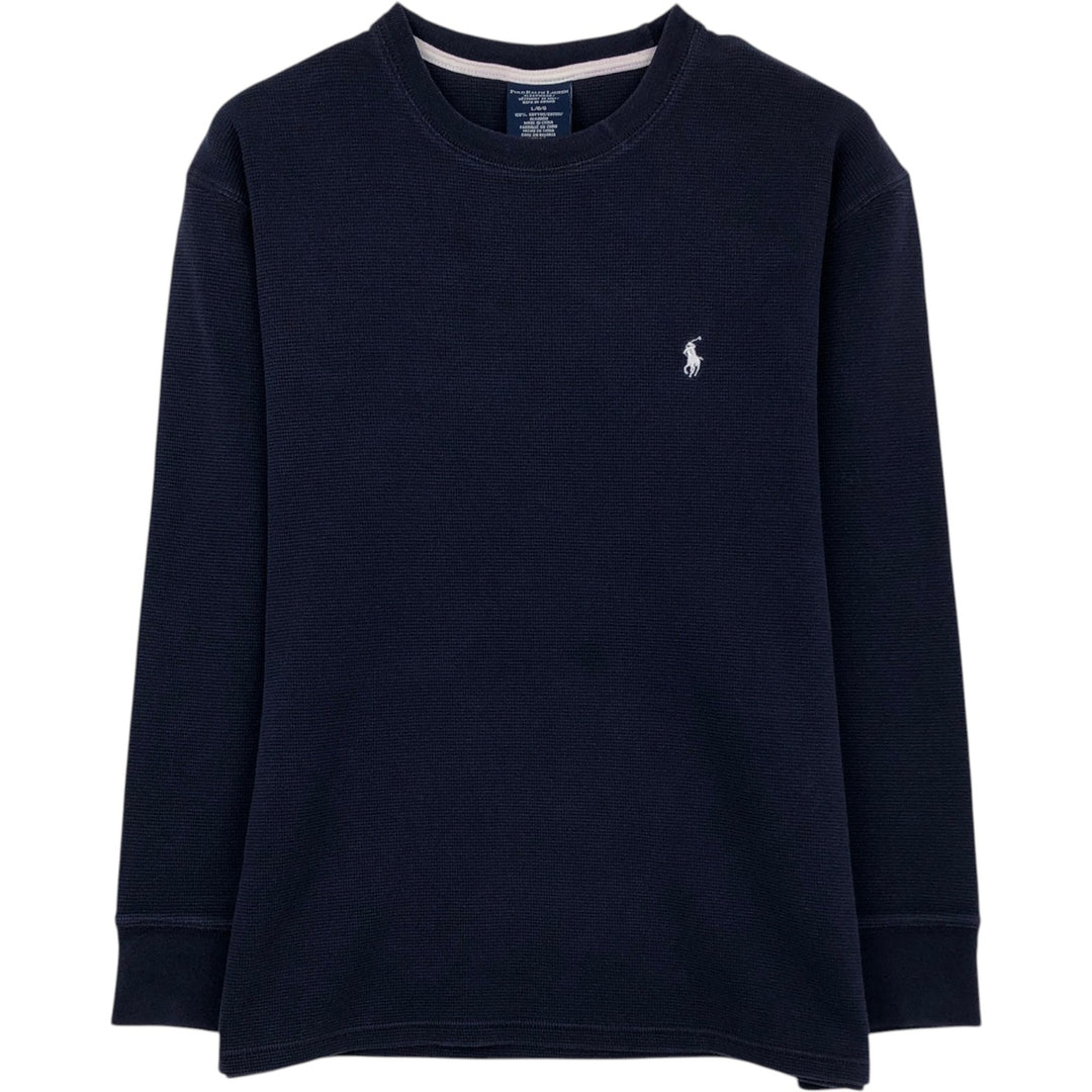 Ralph Lauren POLO RALPH LAUREN SLEEPWEAR Thermal Long T-shirt Waffle Men's L size cotton navy blue type Vintage Second Hand