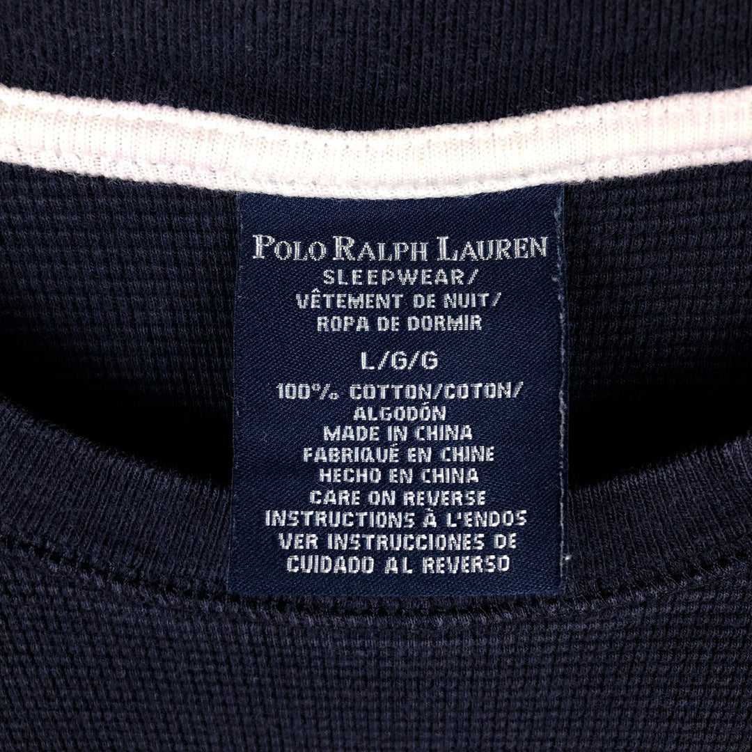 Ralph Lauren POLO RALPH LAUREN SLEEPWEAR Thermal Long T-shirt Waffle Men's L size cotton navy blue type Vintage Second Hand