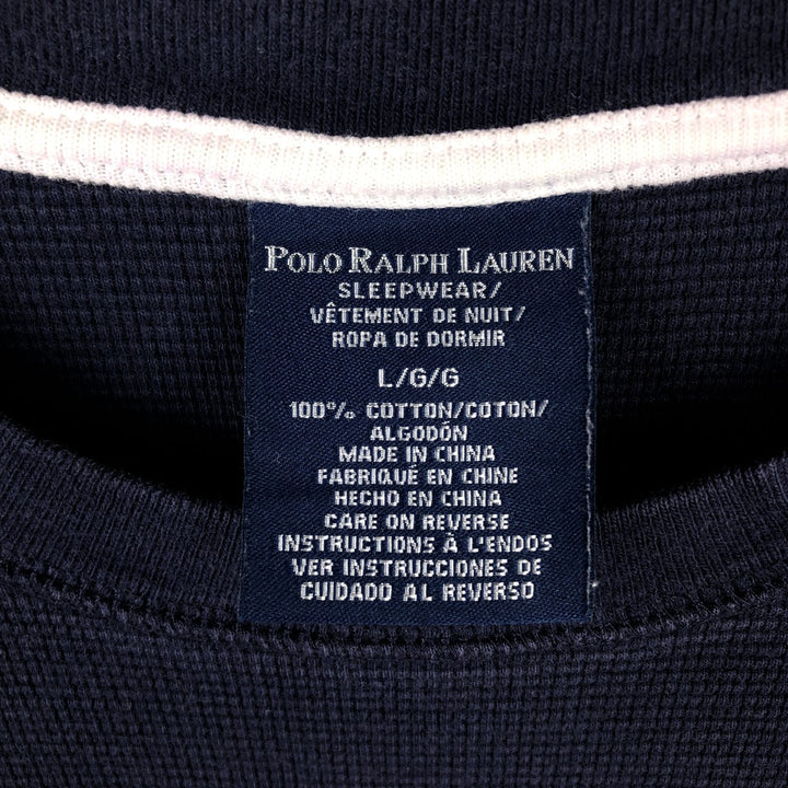 Ralph Lauren POLO RALPH LAUREN SLEEPWEAR Thermal Long T-shirt Waffle Men's L size cotton navy blue type Vintage Second Hand