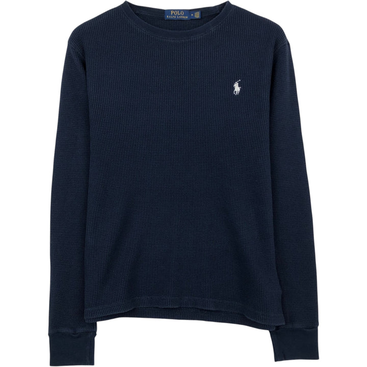 Ralph Lauren POLO RALPH LAUREN Thermal Long T-shirt Waffle Men's M size cotton navy blue type Vintage Second Hand