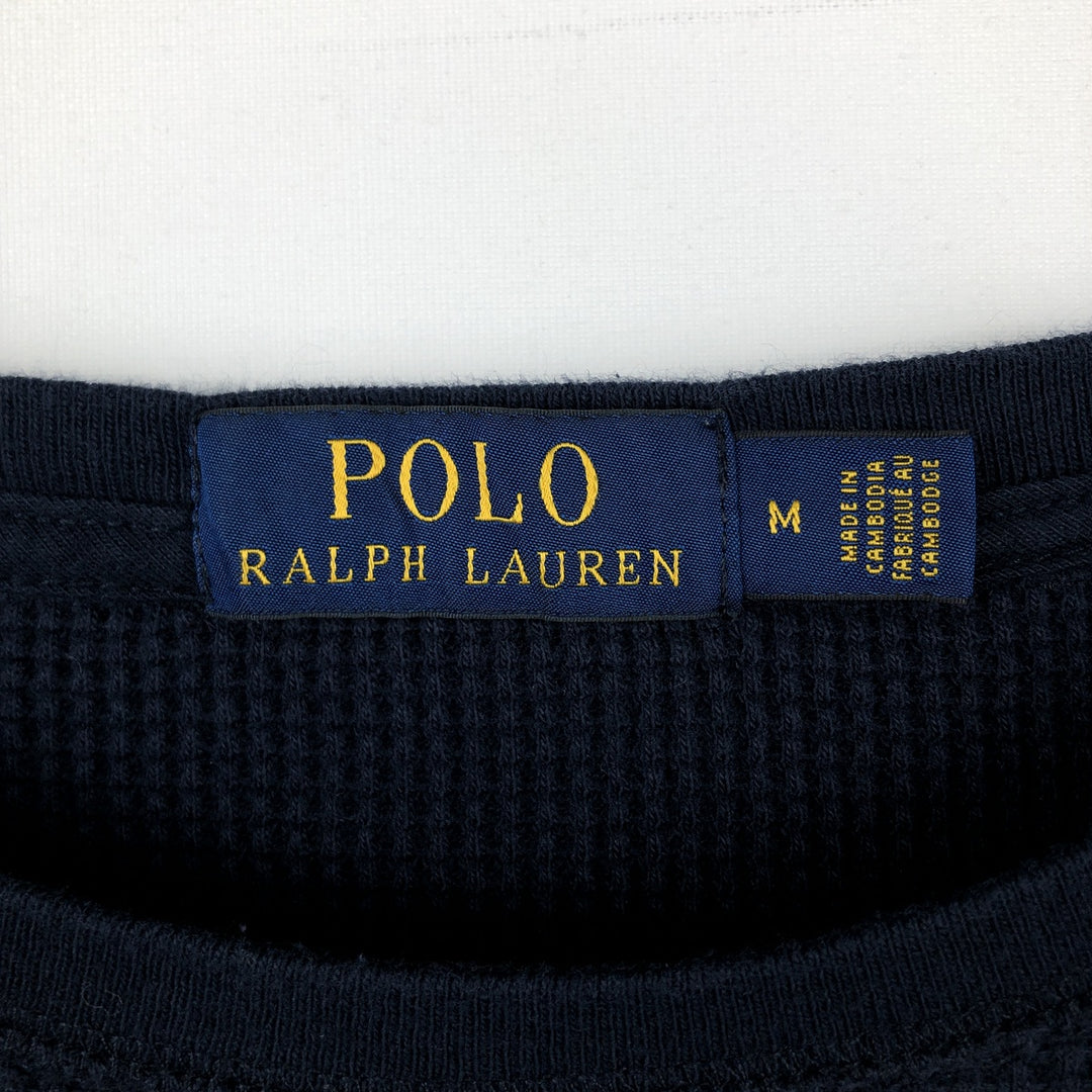 Ralph Lauren POLO RALPH LAUREN Thermal Long T-shirt Waffle Men's M size cotton navy blue type Vintage Second Hand