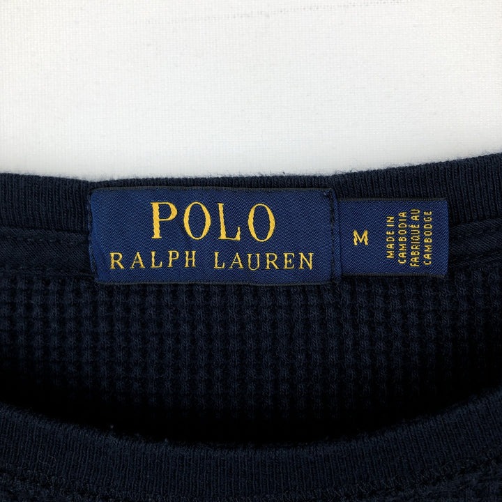 Ralph Lauren POLO RALPH LAUREN Thermal Long T-shirt Waffle Men's M size cotton navy blue type Vintage Second Hand