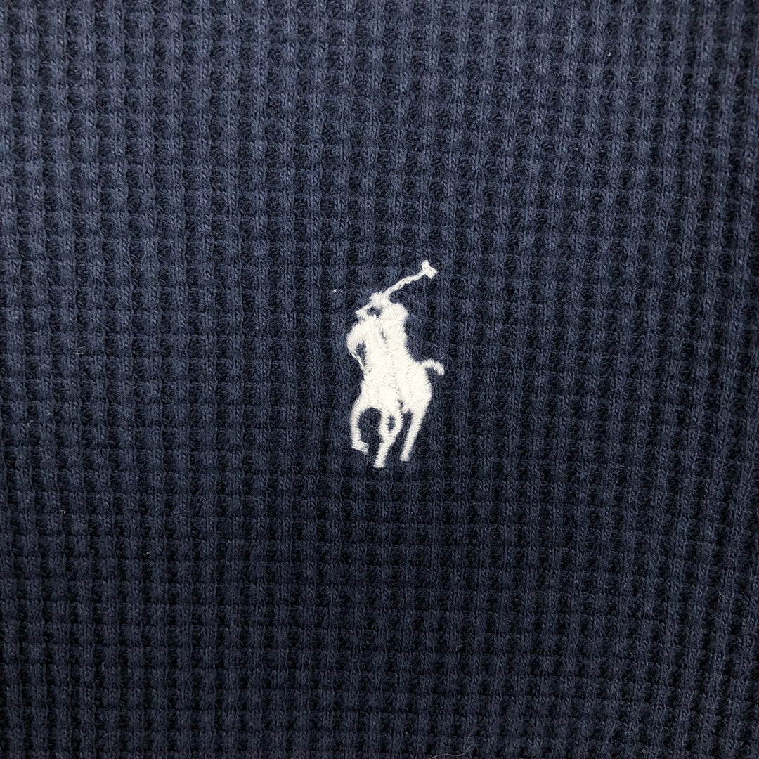 Ralph Lauren POLO RALPH LAUREN Thermal Long T-shirt Waffle Men's M size cotton navy blue type Vintage Second Hand