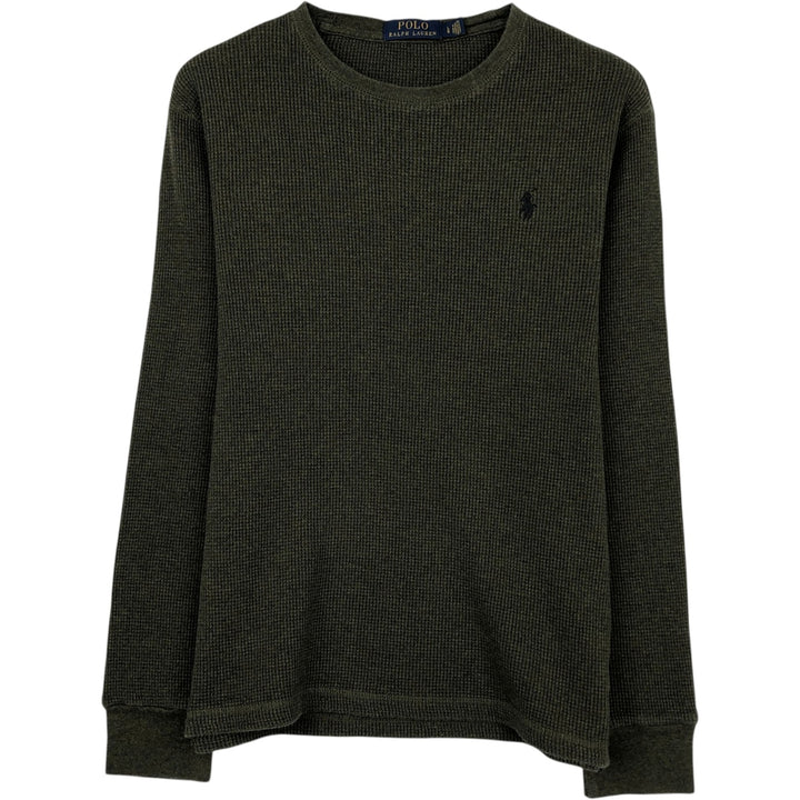 Ralph Lauren POLO RALPH LAUREN Thermal Ron T Waffle Men's L size cotton Khaki type Vintage Second Hand