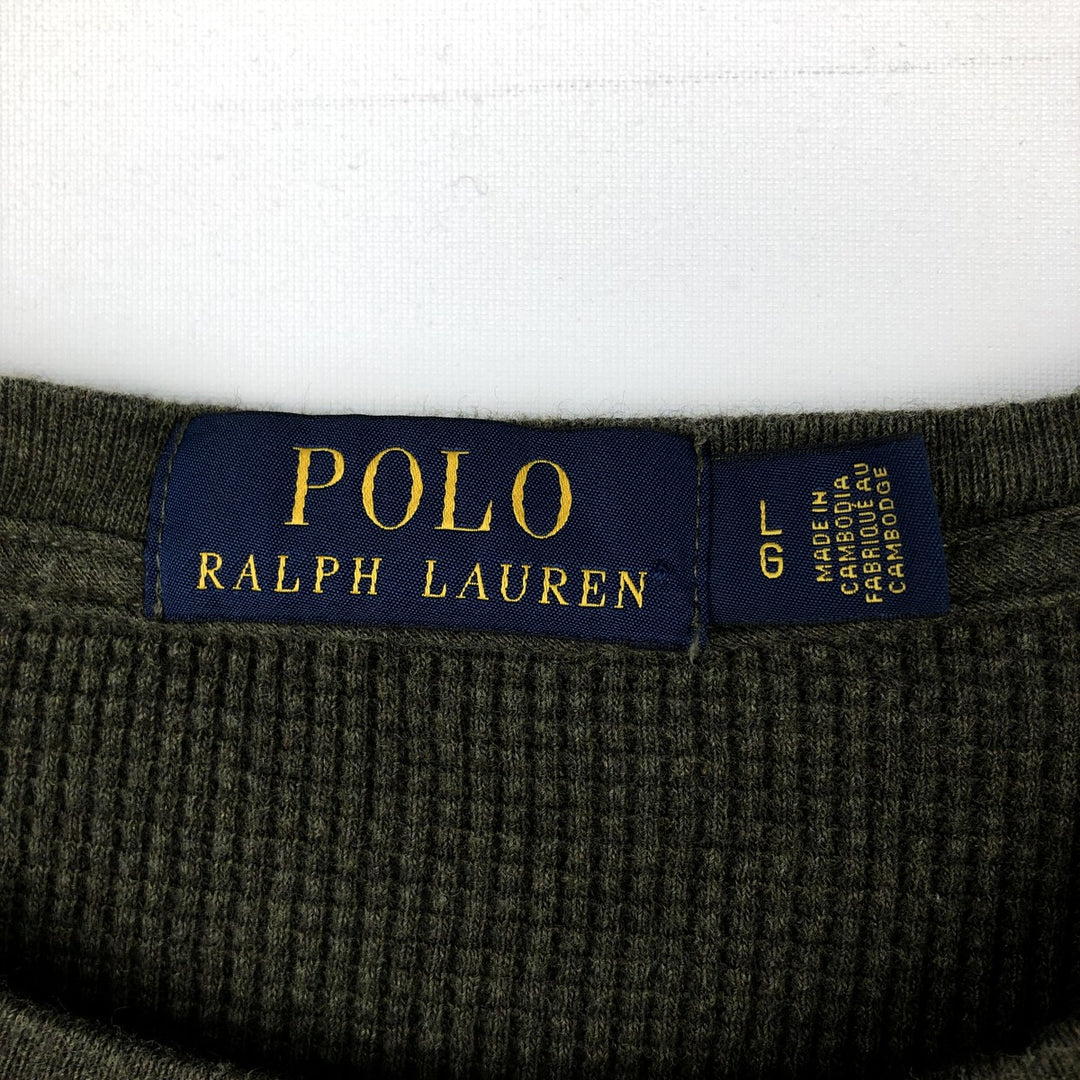 Ralph Lauren POLO RALPH LAUREN Thermal Ron T Waffle Men's L size cotton Khaki type Vintage Second Hand