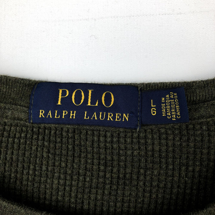 Ralph Lauren POLO RALPH LAUREN Thermal Ron T Waffle Men's L size cotton Khaki type Vintage Second Hand