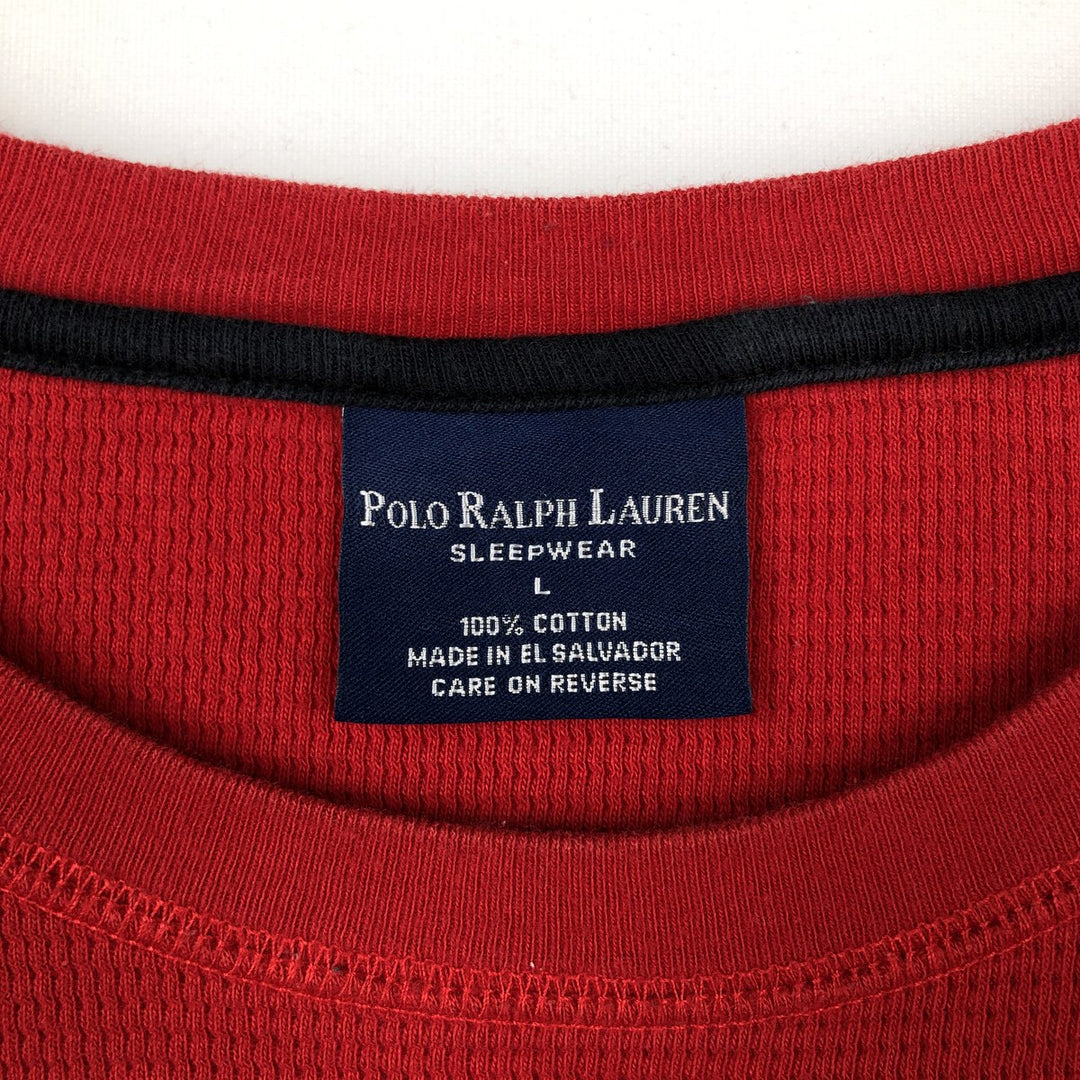 Ralph Lauren POLO RALPH LAUREN SLEEPWEAR Thermal Long T-shirt Honeycomb Men's L size cotton red type Vintage Second Hand