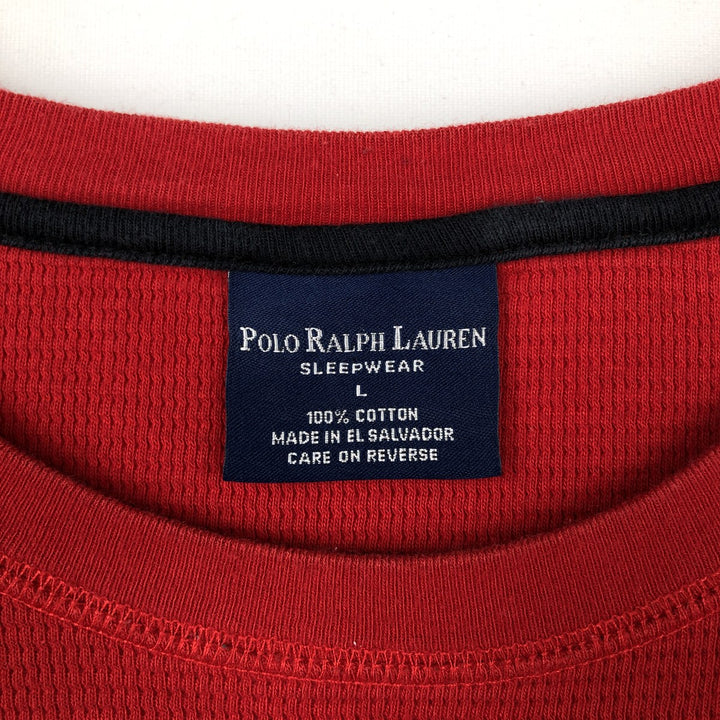 Ralph Lauren POLO RALPH LAUREN SLEEPWEAR Thermal Long T-shirt Honeycomb Men's L size cotton red type Vintage Second Hand