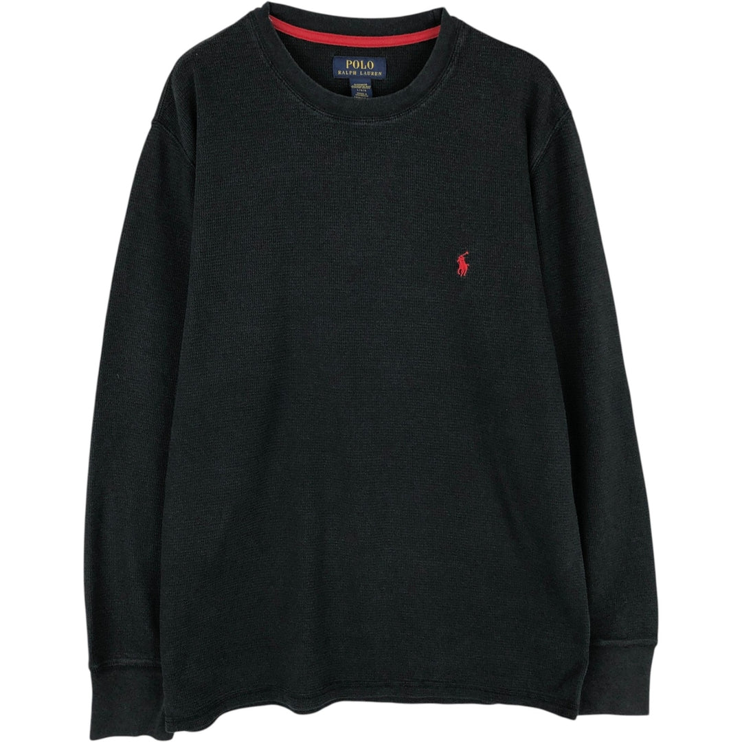 Ralph Lauren POLO RALPH LAUREN SLEEPWEAR Thermal Long T-shirt Waffle Men's L size cotton black type Vintage Second Hand