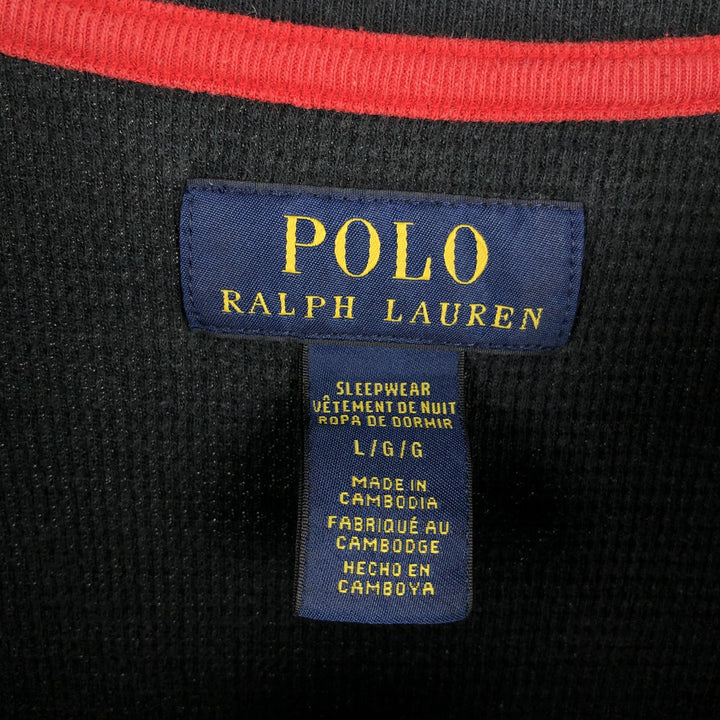 Ralph Lauren POLO RALPH LAUREN SLEEPWEAR Thermal Long T-shirt Waffle Men's L size cotton black type Vintage Second Hand