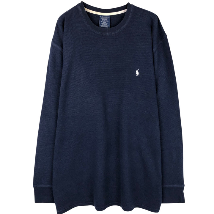 Ralph Lauren Thermal T-Shirt, Waffle, Men's XXL cotton navy blue type Vintage Second Hand
