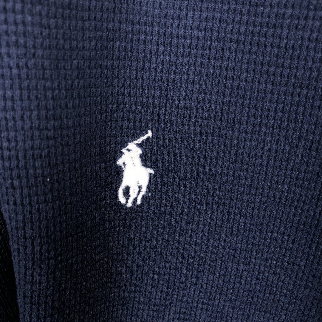 Ralph Lauren Thermal T-Shirt, Waffle, Men's XXL cotton navy blue type Vintage Second Hand