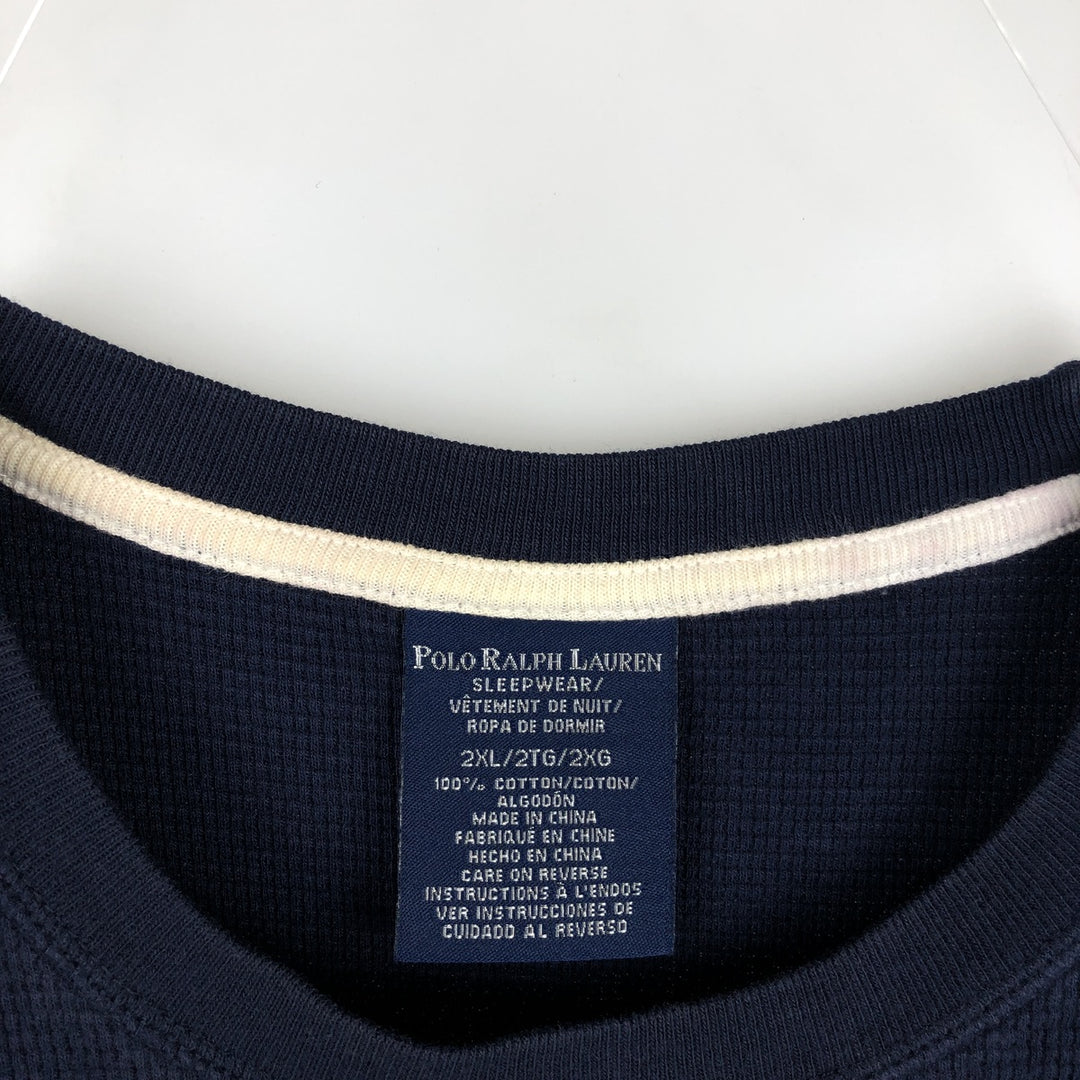 Ralph Lauren Thermal T-Shirt, Waffle, Men's XXL cotton navy blue type Vintage Second Hand