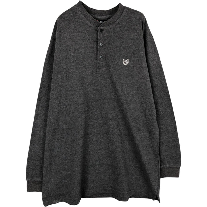Ralph Lauren CHAPS Henley neck thermal long T-shirt, men's size L cotton gray type Vintage Second Hand