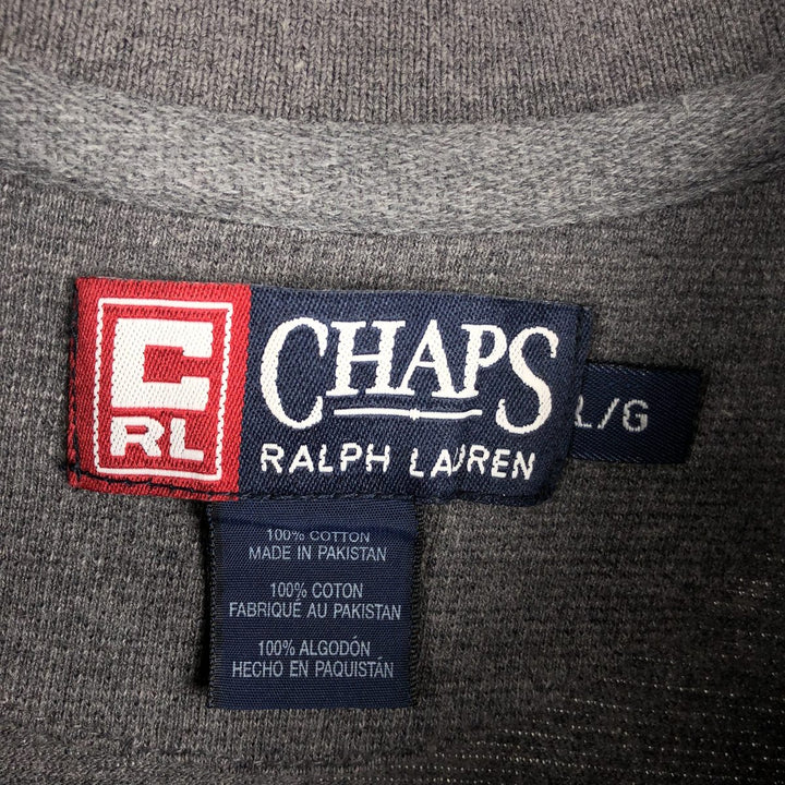 Ralph Lauren CHAPS Henley neck thermal long T-shirt, men's size L cotton gray type Vintage Second Hand