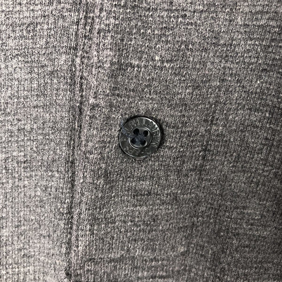 Ralph Lauren CHAPS Henley neck thermal long T-shirt, men's size L cotton gray type Vintage Second Hand
