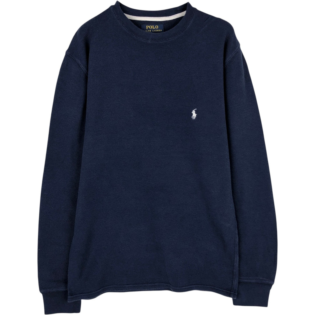Ralph Lauren POLO RALPH LAUREN Thermal Long T-shirt Waffle Men's M size cotton navy blue type Vintage Second Hand
