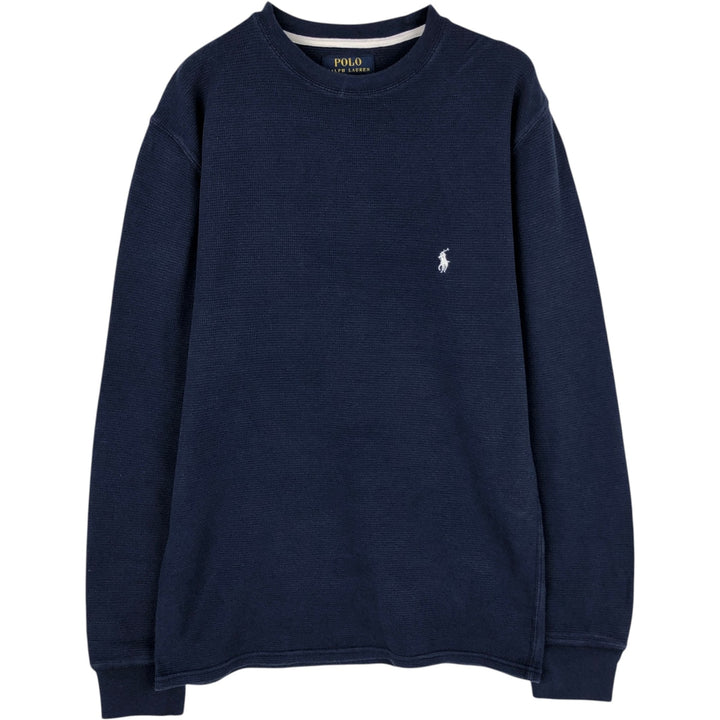 Ralph Lauren POLO RALPH LAUREN Thermal Long T-shirt Waffle Men's M size cotton navy blue type Vintage Second Hand
