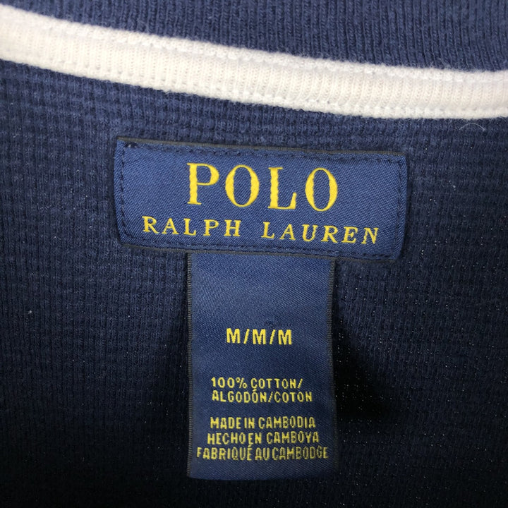 Ralph Lauren POLO RALPH LAUREN Thermal Long T-shirt Waffle Men's M size cotton navy blue type Vintage Second Hand