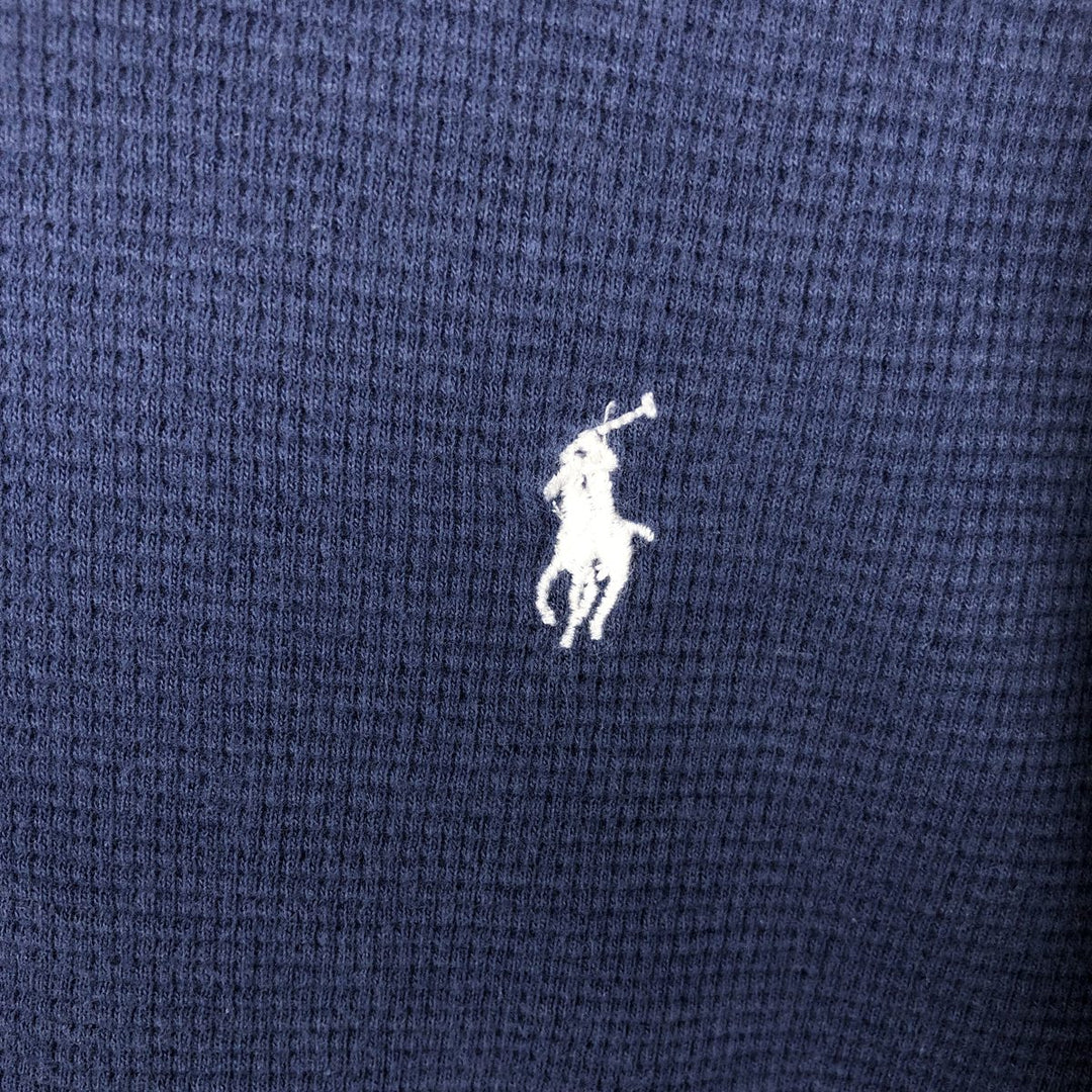 Ralph Lauren POLO RALPH LAUREN Thermal Long T-shirt Waffle Men's M size cotton navy blue type Vintage Second Hand