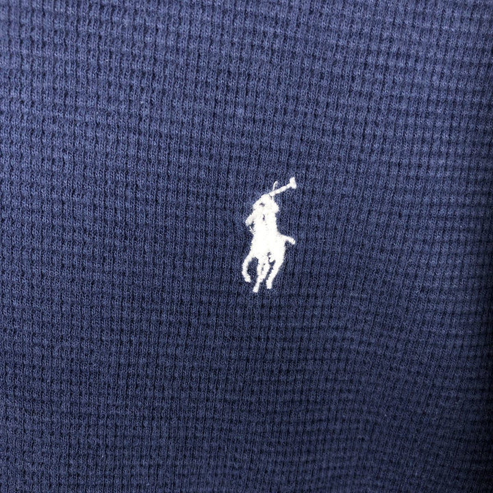 Ralph Lauren POLO RALPH LAUREN Thermal Long T-shirt Waffle Men's M size cotton navy blue type Vintage Second Hand