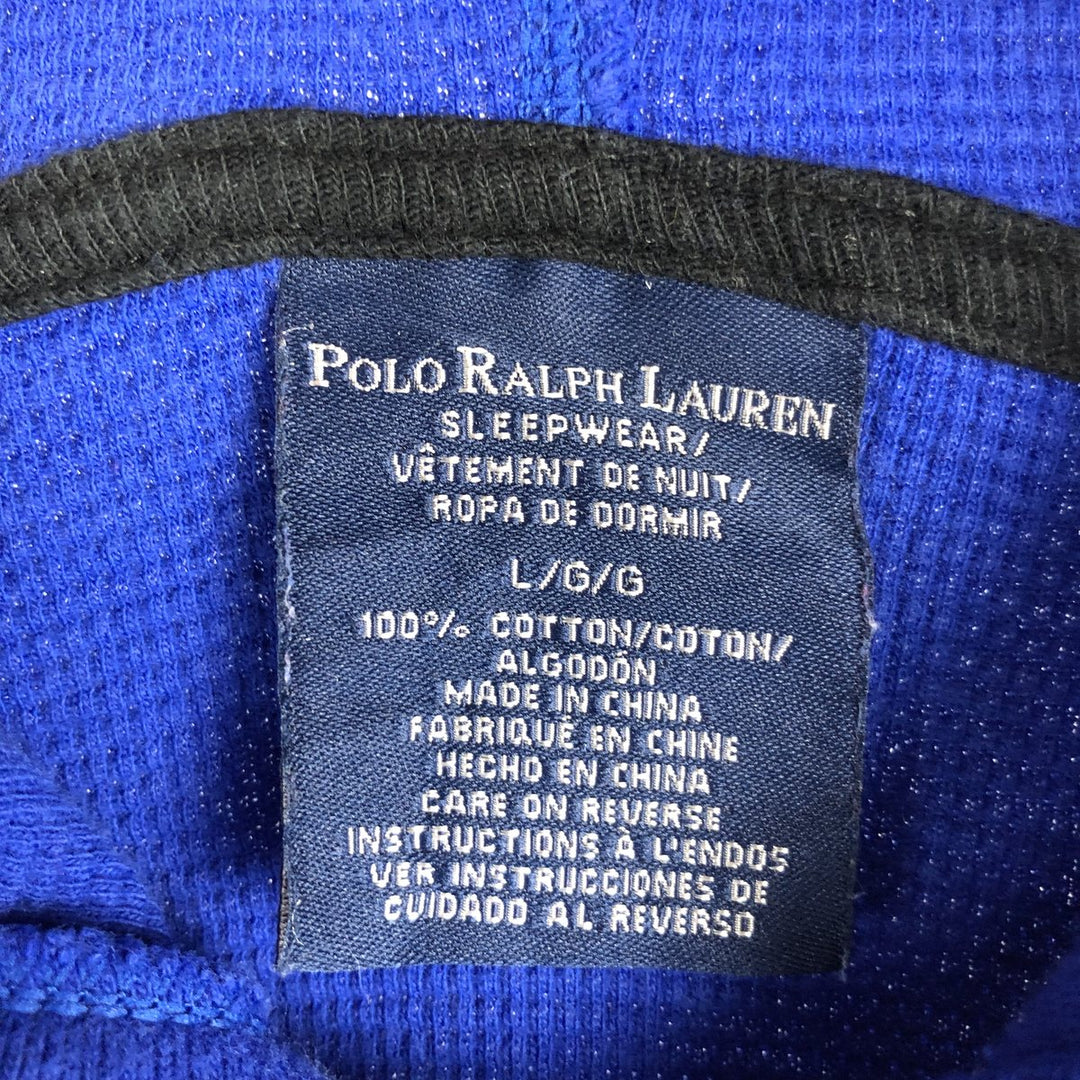 Ralph Lauren POLO RALPH LAUREN SLEEPWEAR Hooded Thermal Long-Sleeve T-Shirt, Men's Size L (approx.) cotton blue type Vintage Second Hand
