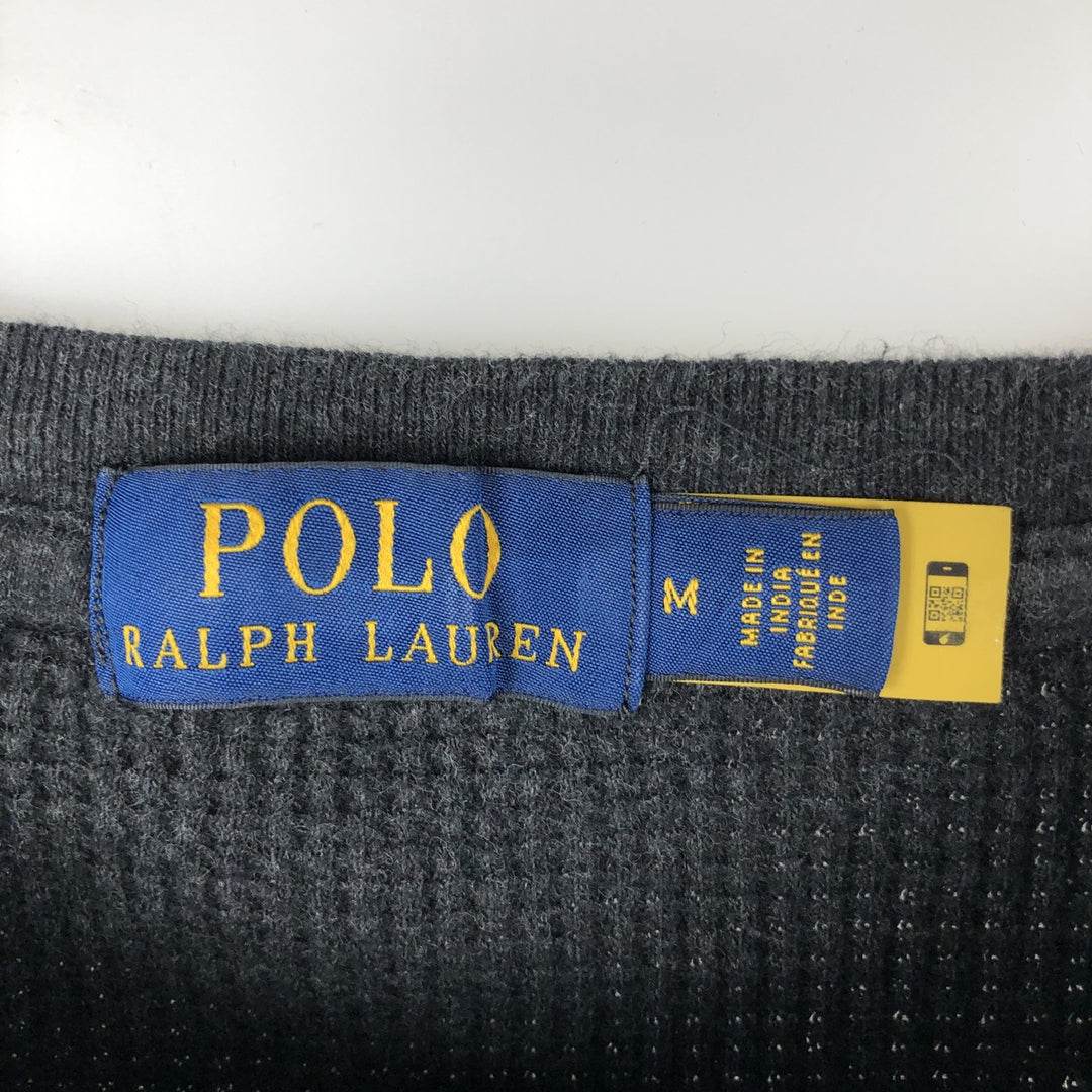 Ralph Lauren POLO RALPH LAUREN Thermal Long T-shirt Waffle Men's M size unclear black type Vintage Second Hand