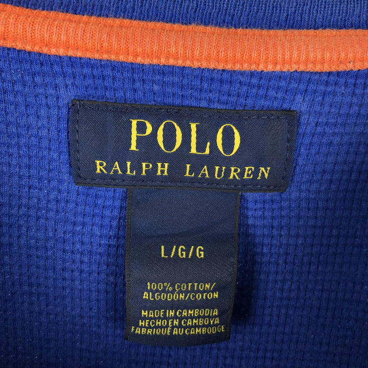 Ralph Lauren POLO RALPH LAUREN Thermal Long T-Shirt Men's Size L cotton blue type Vintage Second Hand