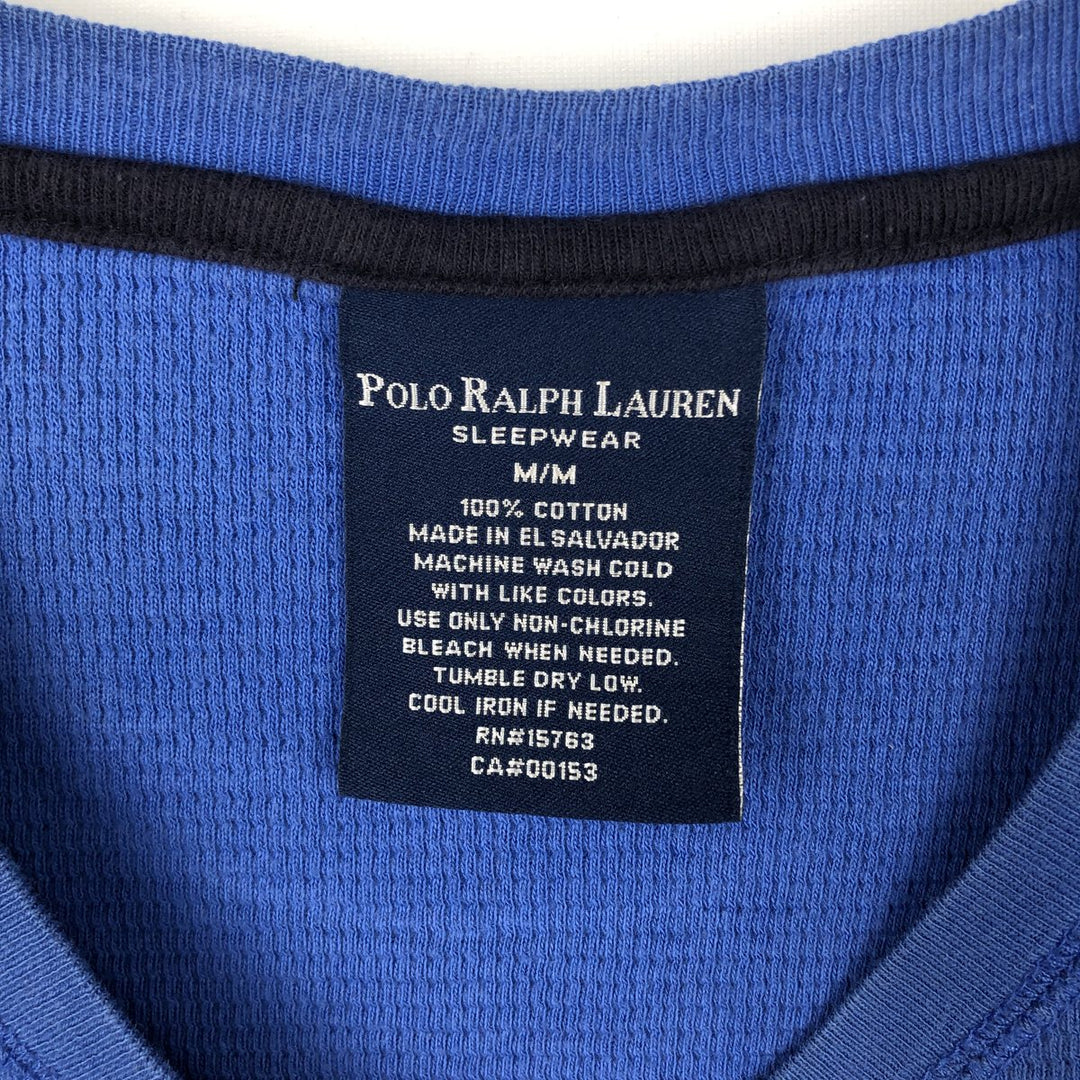 Ralph Lauren POLO RALPH LAUREN SLEEPWEAR Thermal Long T-Shirt, Honeycomb, Men's Size M cotton blue type Vintage Second Hand