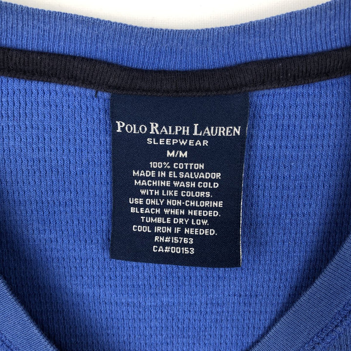 Ralph Lauren POLO RALPH LAUREN SLEEPWEAR Thermal Long T-Shirt, Honeycomb, Men's Size M cotton blue type Vintage Second Hand