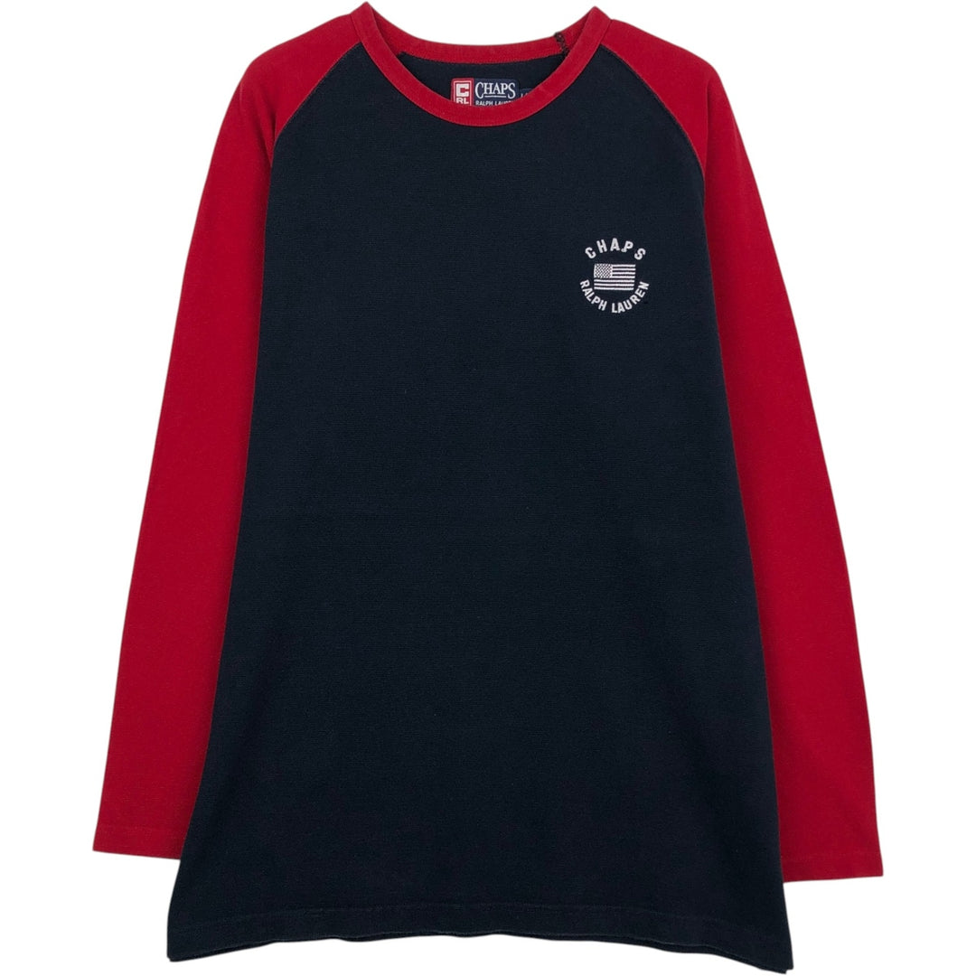 Ralph Lauren CHAPS Two-Tone Thermal Long-Sleeve T-Shirt, Men's Size L (approx.) cotton navy blue type Vintage Second Hand