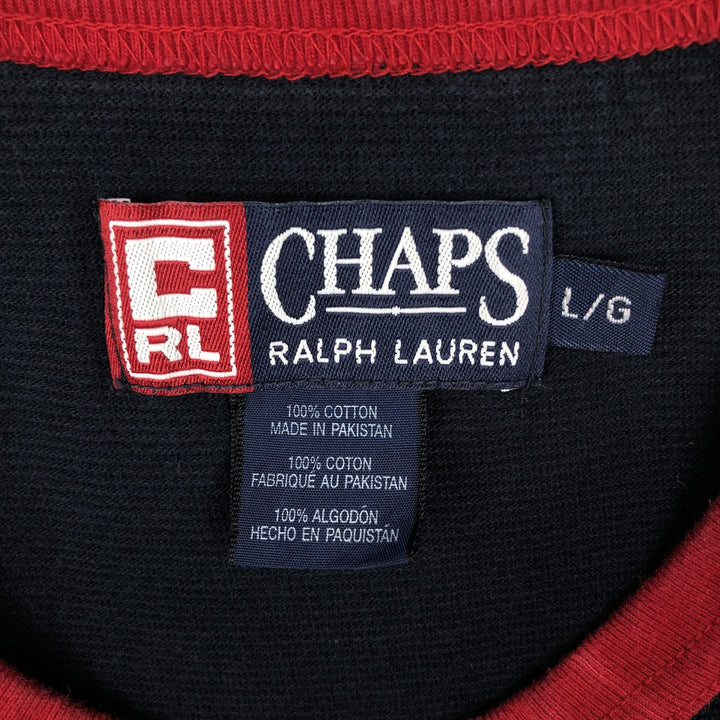 Ralph Lauren CHAPS Two-Tone Thermal Long-Sleeve T-Shirt, Men's Size L (approx.) cotton navy blue type Vintage Second Hand