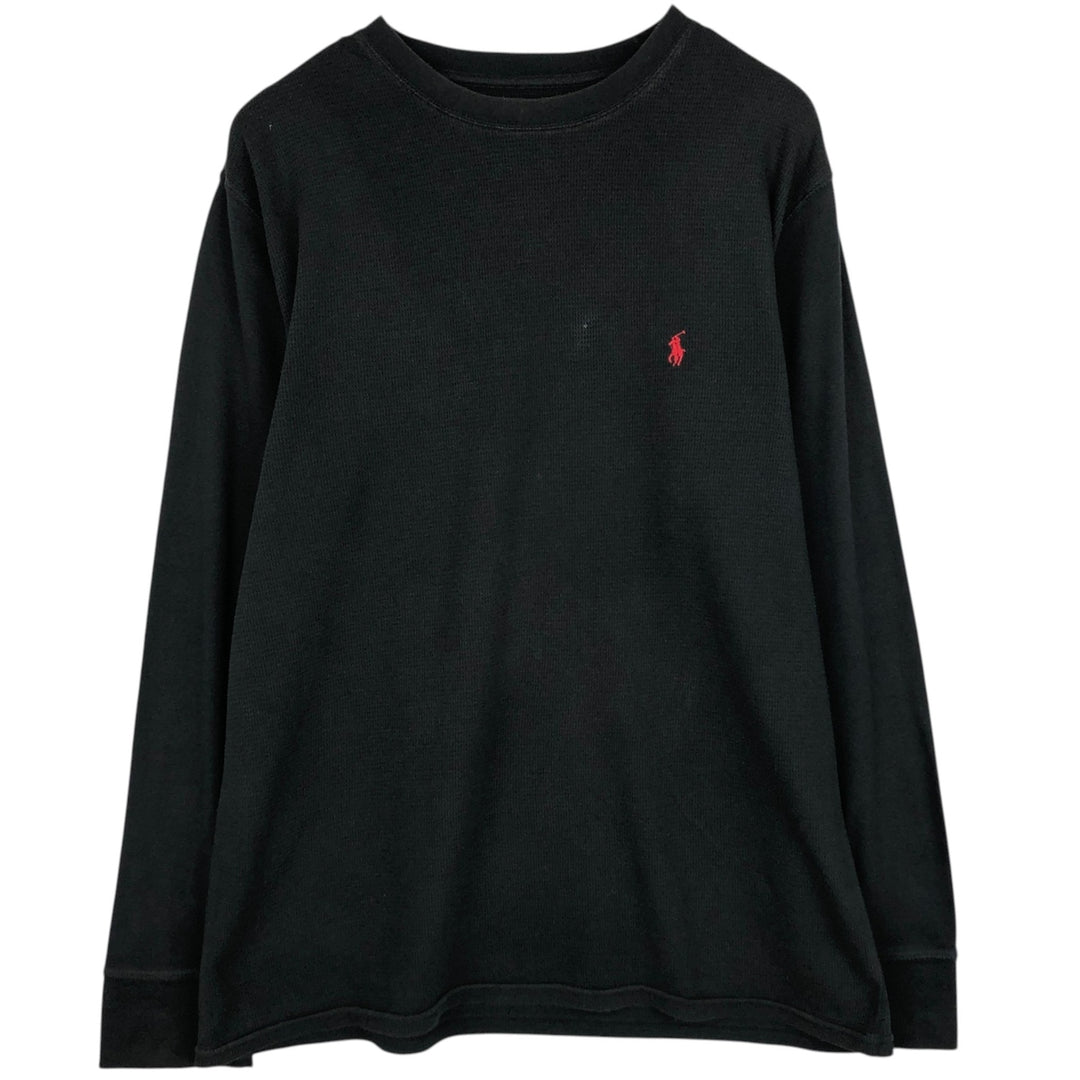 Ralph Lauren POLO RALPH LAUREN Thermal Long T-shirt, Honeycomb, Men's XL cotton black type Vintage Second Hand