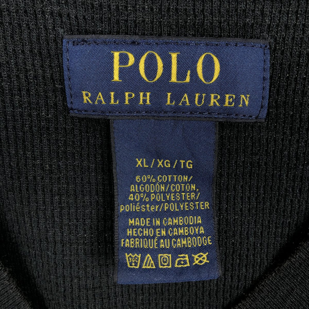 Ralph Lauren POLO RALPH LAUREN Thermal Long T-shirt, Honeycomb, Men's XL cotton black type Vintage Second Hand