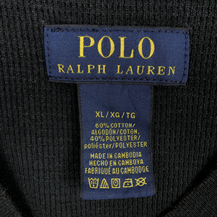 Ralph Lauren POLO RALPH LAUREN Thermal Long T-shirt, Honeycomb, Men's XL cotton black type Vintage Second Hand