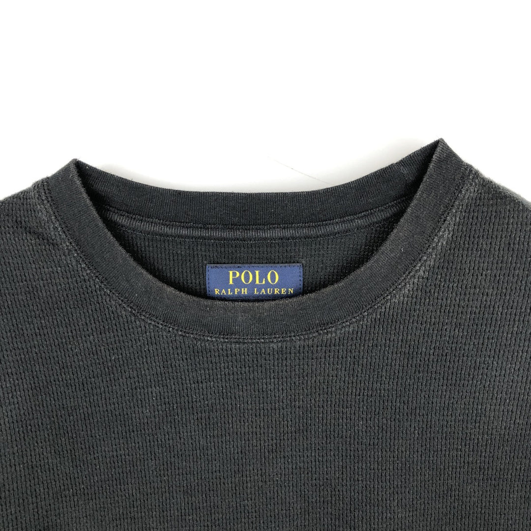 Ralph Lauren POLO RALPH LAUREN Thermal Long T-shirt, Honeycomb, Men's XL cotton black type Vintage Second Hand