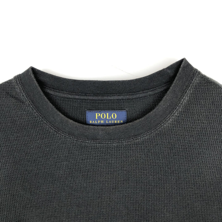 Ralph Lauren POLO RALPH LAUREN Thermal Long T-shirt, Honeycomb, Men's XL cotton black type Vintage Second Hand