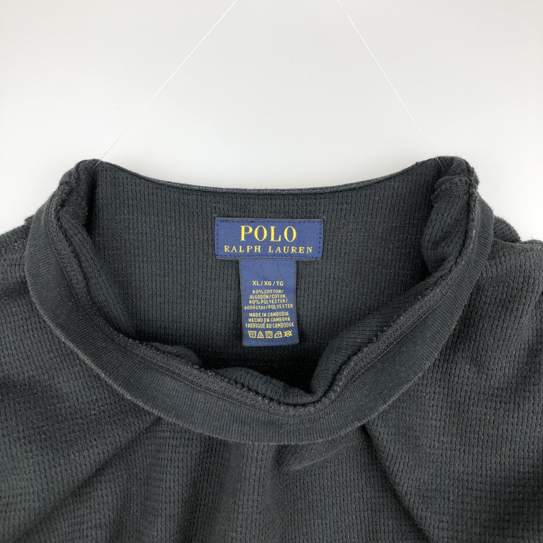 Ralph Lauren POLO RALPH LAUREN Thermal Long T-shirt, Honeycomb, Men's XL cotton black type Vintage Second Hand