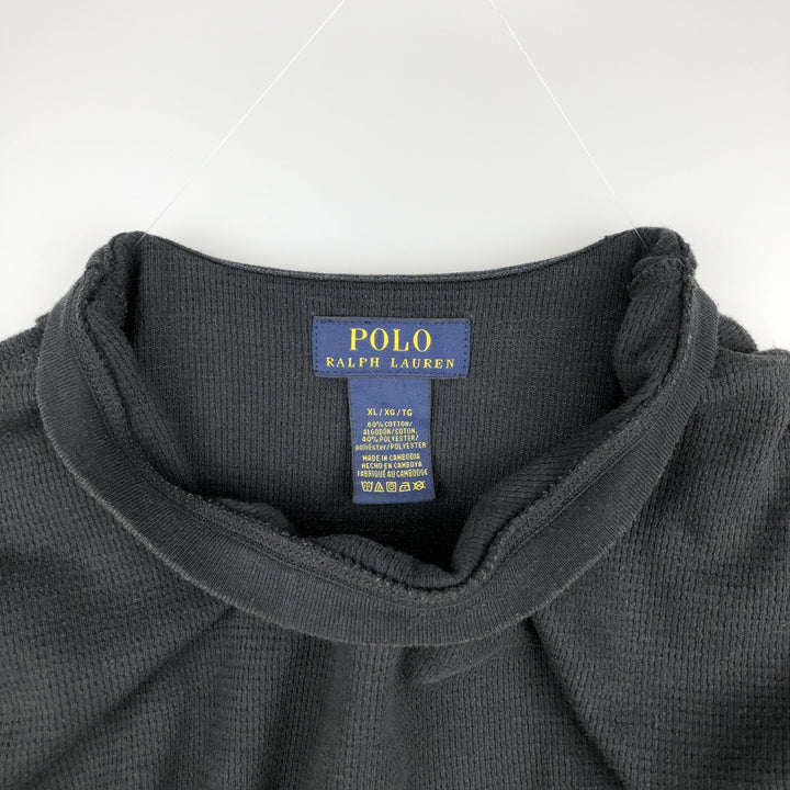 Ralph Lauren POLO RALPH LAUREN Thermal Long T-shirt, Honeycomb, Men's XL cotton black type Vintage Second Hand