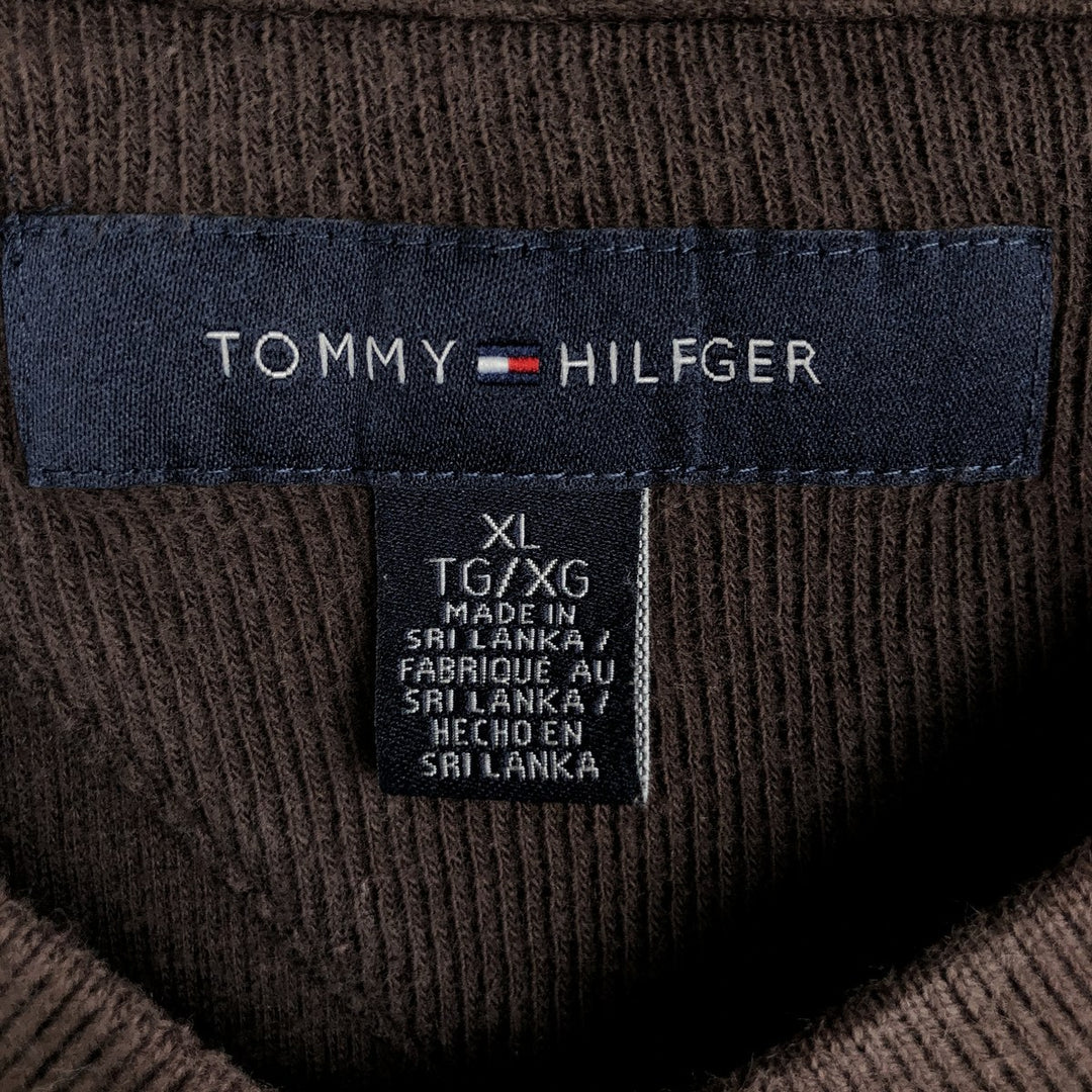 Tommy Hilfiger V-neck thermal long-sleeve t-shirt, men's size XL. cotton brown type Vintage Second Hand