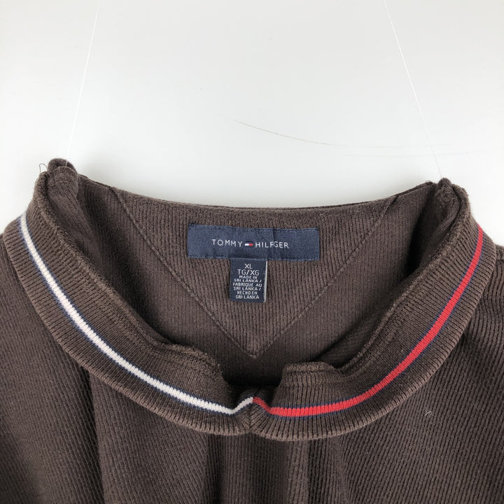 Tommy Hilfiger V-neck thermal long-sleeve t-shirt, men's size XL. cotton brown type Vintage Second Hand