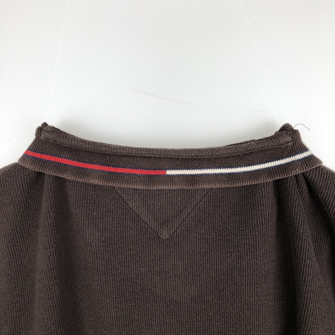 Tommy Hilfiger V-neck thermal long-sleeve t-shirt, men's size XL. cotton brown type Vintage Second Hand