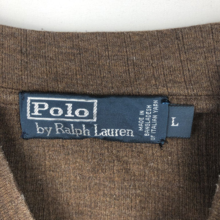 Ralph Lauren POLO by Ralph Lauren high-neck long-sleeved T-shirt, men's size L unclear brown type Vintage Second Hand