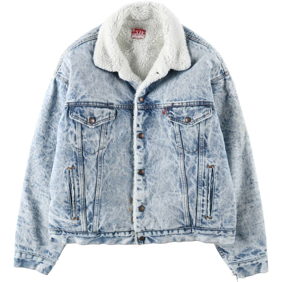 80s-90'S Levi's padded, chemical-wash denim fleece jacket, made in USA, men's size XL equivalent, vintage. unclear blue type Vintage Second Hand