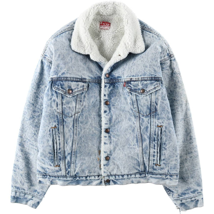 80s-90'S Levi's padded, chemical-wash denim fleece jacket, made in USA, men's size XL equivalent, vintage. unclear blue type Vintage Second Hand