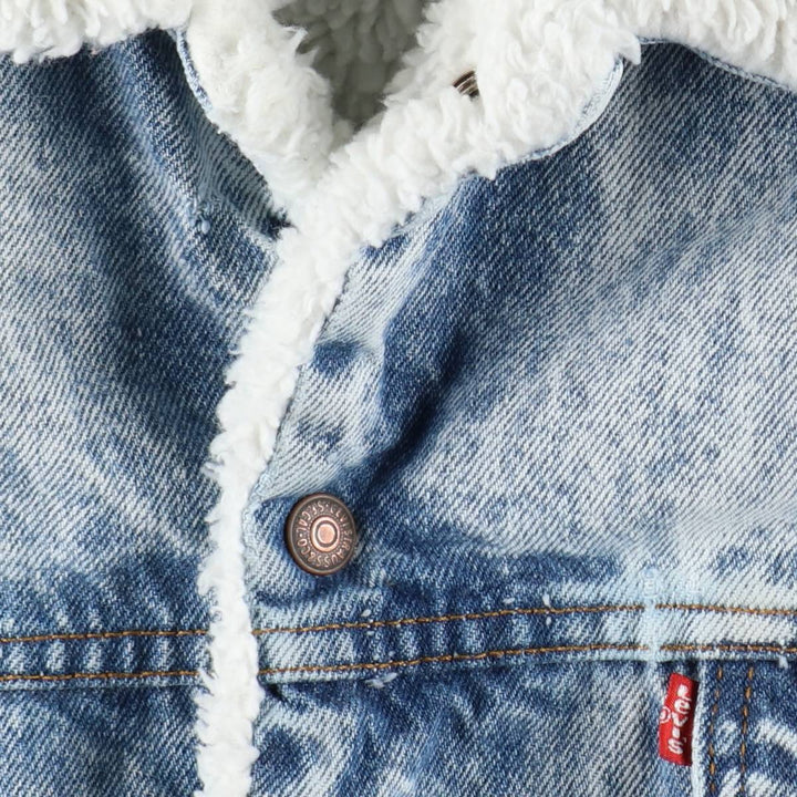 80s-90'S Levi's padded, chemical-wash denim fleece jacket, made in USA, men's size XL equivalent, vintage. unclear blue type Vintage Second Hand